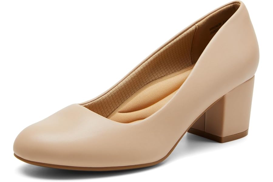 DREAM PAIRS Ladies Classic Comfort Low Heel Block High Heel Evening Shoes