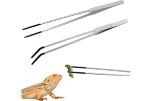 Lusofie 2 Stück Edelstahl Aquarium Pinzette Lang Gerade Futterpinzette Gebogene Spitze Pinzetten Set mit Gummikopf 26cm Extra Lange Pinzette für Wasserpflanze Pflanzenpinzette Reptilien Futterzange