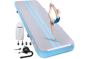 ‎ROMELANDS ROMELANDS Turnmatte Aufblasbar, 3M/4M/5M Trainingsmatte mit Luftpumpe, 10 cm hoch Gymnastikmatte für Yoga, Taumel, Turnen, Ausbildung