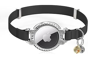 NOZLAID Cat Collar Airtag Safty Elastic Kitten Collar with Apple Air Tag Holder Sparkling Rhinestone Design Cat Collar for Small Large Cats, Kittens
