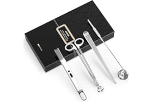 RONXS 4 in 1 Candle Accessory Set, Candle Wick Trimmer Cutter, Candle Electric Lighter, Candle Snuffer Extinguisher, Wick Dipper with Gift Package for Candle Lovers, Gift for Her (Silver)