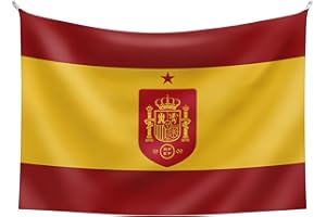 SMARTKETING RFEF - Bandera de España | Detallada con el Escudo de la Selección Española y la Estrella del Mundial - En Poliéster | Medidas 90 x 100 cm