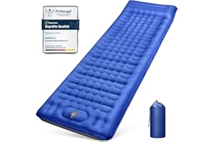 ‎WARMTUYO Isomatte Camping Selbstaufblasend, 12CM Verdicktes Aufblasbare Matratze Kleines Packmaß, Wasserdicht Luftmatratze Outdoor mit Fußpressepumpe und Kissen, Anti-Ripstop Schlafmatte für Wandern und Strand
