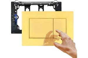 Empyreal Flushing Plate Flush Lever Set&Mounting Frame,Fits Geberit Sigma30&UP320&300 Actuator Plate Spare Parts, Dual Flush, 1 Piece(Gold&Gold Edge).