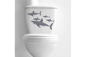 Great White Shark Stickers [Waterproof] Photographic Quality Toilet & Bathroom Decal, Fish Tank Decor Graphics DIY Peel & Stick Perfect for Cars & Other Home Projects. LaoGraphics® (Sharks)
