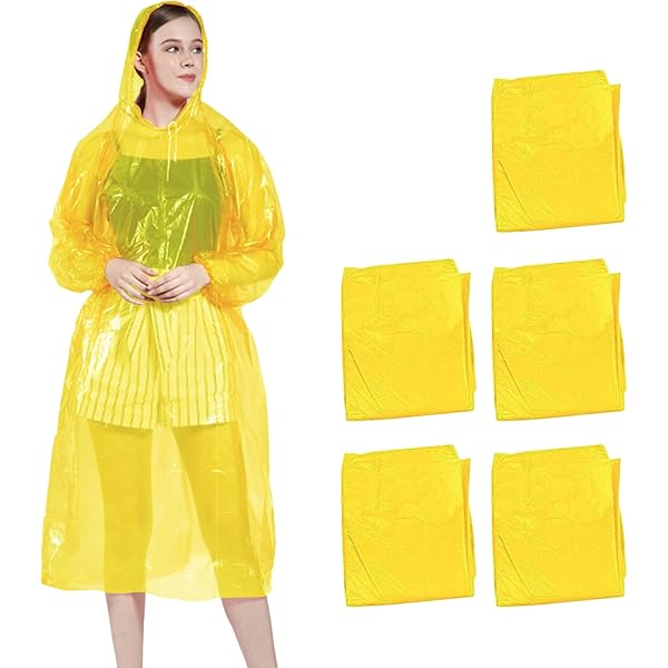 6 Poncho Trasparenti Impermeabili - Per Adulti, Con Cappuccio, Leggeri E Portatili - Foto 3