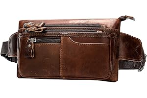 Xieben Vintage Leder Gürteltasche für Herren Frauen Reisen Wandern Laufen Hip Bum Gürtel Schlank Handy Geldbörse Brieftasche Beutel Braun