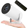 TECHVIDA Mini Projector, HY300 Auto Keystone Correction Portable Projector, 4K/ 200 ANSI Smart Projector with 2.4/5G WiFi, BT 5.0, 130 Inch Screen, 180 Degree Flip, Round Design, Home Video Projector