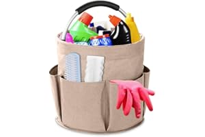 GIDWRIY Borsa Porta Detersivi per Pulizie,Cestino Porta Prodotti Pulizia Casa,Cesto per Le Pulizie Con Manico,Contenitore per Utensili per La Pulizia,Secchio Porta Attrezzi,Organizer Detersivo-Cachi