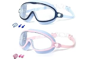 Kids Swim Goggles 2 Pack Pool Goggles Anti-Fog Anti-UV Wide View No Leaking Swimming Goggles for Children 3-14