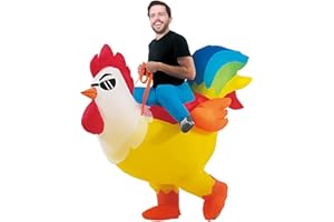 LATAFA Inflatable Rooster Costume Chicken Halloween Costumes Adult Ride on Rooster Costumes Inflatable Animal Costume for Adult, Halloween Blow Up Ride On Costume Fancy Dress Cosplay Party