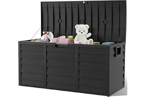 The Fellie Garden Storage Box With Wheels - 290L Lockable Waterproof Plastic Container for Tools, Cushions, Toys, 112x49x54cm, Black