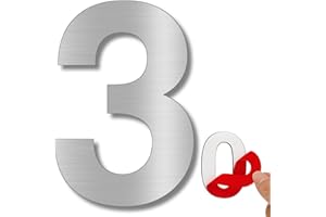 LEIASA | Numero Adesivo - 100 mm - Acciaio Inossidabile 304 - Nº 3 - Numero Hotel - Numerazione Appartamenti Porte - Numero Civico - Esterno e Interno - Grigio 3 (3, 100mm)