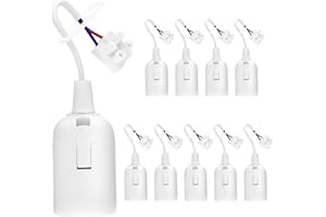 QWORK® 10 Pièces douilles E27, douille avec câble, douille de rénovation douille 4 A 250V, pour travaux de construction, cuisine, salon, blanc