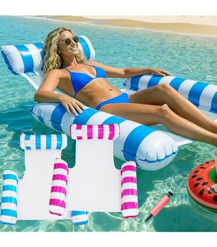 HAMAC GONFLABLE D'EAU MATELAS PISCINE LOUNGE FLOTTANT GONFLABLE BLEU