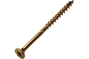 AERZETIX - C44465 - Lot de 100 - Vis à bois Ø4x60 mm tête fraisée à empreinte étoile T20 - en acier zingué jaune - assemblage filetage serrage fixation charpente contreplaqués agglomérés mélaminés