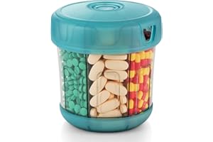 YAKLIM Portapillole Settimanale a 7 Scomparti, Portamedicine da Casa Portapillole XL extra-large Coperchio morbido in PU, portapillole facile da aprire, per Gli Anziani Viaggio Uso domestico (Wathet)