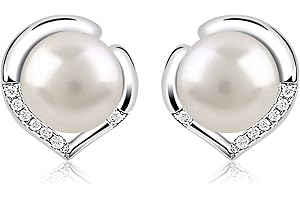 B.Catcher pendientes en plata 925 - corazón - perla de agua dulce - San Valentín