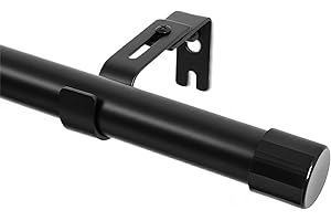 Deconovo 25mm Extendable Curtain Poles Set 76-157cm, Black Curtain Pole with Brackets, Basics Adjustable Curtain Poles for Eyelet Curtains, 76-157cm, Black