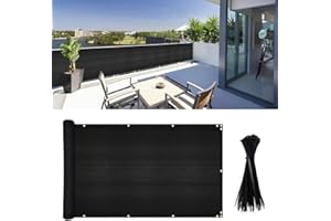 Vocray 0.9X5M Balcony Privacy Screen Apartment, Balcony Cover for Shade and Rain,Pet Enclosure Balcony Netting, Cat Balcony Guard Fence, Railing Shield Mesh(90% Blockage,Black)