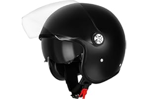 Favoto Casco Moto Jet Aperto - Casco Scooter con Doppia Visiera Parasole 3/4 per Adulti Uomo e Donna Traspirante Omologato ECE 22.06