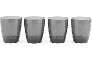 CAMBRIDGE ENGLISH BY DESIGN Cambridge CM07650GEU7 Fete Tumbler con motivo a diamante, set da 4, bicchieri in plastica senza BPA, per uso all'aperto, feste, case vacanza, picnic e bambini, grigio