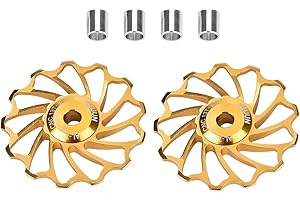 DILWE Poulie de dérailleur arrière, 1 paire de roues jockey en céramique de qualité pour vélo de route, rouleau de dérailleur arrière avec trous d'installation, tubes adaptateurs