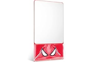 Torolle Magnetic Locker Mirror with Organizer Bag, 6.69" x 5.51" Small Real Glass Mirror with Magnetic Backing for School Locker Household Refrigerator Bathroom Office Cabinet -Sman