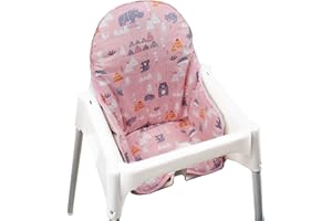 ZARPMA Copri seggiolone cotone per Ikea Antilop , imbottitura in cotone , motivo foresta pieghevole per seggiolone cuscino per sedia per bambini (foresta rosa))