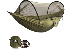 NATUREFUN Hamac de Voyage Ultra-léger Camping avec moustiquaire| 300 kg de capacité de Charge, Respirant, séchage Rapide en Nylon pour Parachute | 2 mousquetons Haut de Gamme, 2 x élingues en Nylon