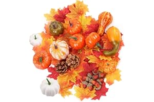 ZOOMPIL 86pcs Juego de Calabazas Artificiales, Calabazas Artificiales Decoracion otoño, Mini Calabazas Artificiales, para Decoraciones de Fiesta de Acción de Gracias de Otoño en el Hogar