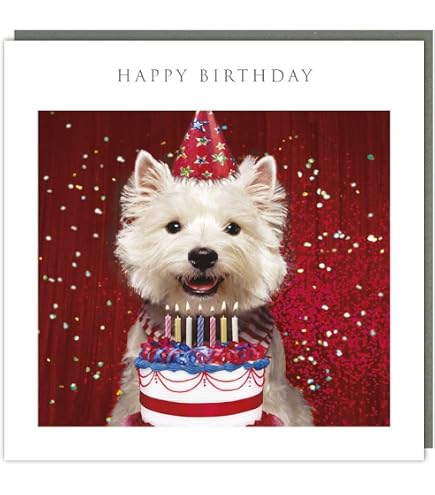 Aquarell Hundekarte – Grußkarte Für Hundeliebhaber Mit West Highland White Terrier Motiv | Blanko Innen, 15x15 Cm, Aus England