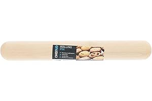 Chef Aid Rouleau a Patisserie en Bois 28,5 cm pour Etaler Pates et Preparations de Cuisine Lavage a la Main Couleur Beige
