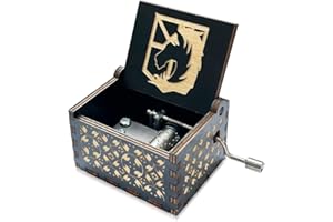 Meloditrunk Mini Carillon in Legno a Tema Anime per Attack on Titan, Nero Antico Intagliato della Manovella Carillon in Legno Giocattolo, Idea Regalo per Famiglia, Amici, Capodanno e Compleanno