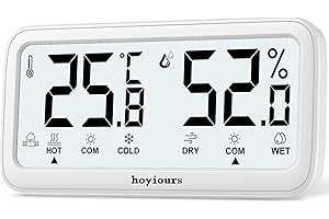 hoyiours termometr do wnętrz, higrometr, monitorowanie temperatury i wilgotności powietrza, z dwoma czujnikami, do pokoju dziecięcego, sypialni, zwierząt domowych, szklarni