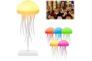 ANIEPAA Lampe Meduse Flottante, Portable RGB Gradient Lampe Méduse Commande Vocale Tentacules Intelligents Jellyfish Lamp Rechargeable Lampe Ambiance pour Lampe Chevet Maison Bureau (Suspendu + Socle)