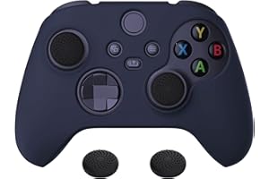 PlayVital Pure Series Funda de Silicona Antideslizante para Control Xbox Series X, Carcasa de Goma Protector Tacto Suave para Mando Xbox Series S con Negro Tapas de Joysticks - Oscuro Azul