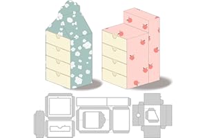 ‎GLOBLELAND GLOBLELAND 3Set 9 Stück 3D Schubladen Rahmen Stanzformen Metall Nachttisch Box Stanzschnitte Prägeschablonen Vorlage für die Papierkartenherstellung Dekoration DIY Scrapbooking Album Handwerk Dekor