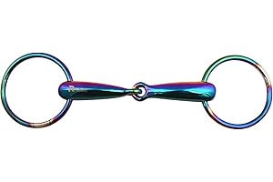Royalian Equestrian Horse Mouth O-Ring Stainless Steel Snaffle Bit Comfort Loose Ring All Purposes Horse Riding Jointed Mouth Non-Crooked Mor (5'')