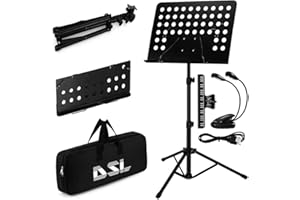 DSL DAILY SUPPLY LTD. DSL Music Stand - Music Stands for Sheet with Carrying Bag - Metal Sheet Music Stand Foldable with Tripod Base - Black
