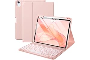 Vobafe Cover con Tastiera iPad Air 11 M3 M2 2025 2024/Air 5 4 Generazione(10,9 Pollici), Retroilluminazione a 7 Colori, Tastiera Staccabile Senza Fili, con Portapenna, Layout Italiano, Rosa