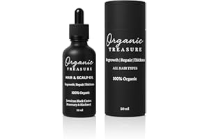 ORGANIC TREASURE Organic Hair Oil with Coconut, Avocado, Castor, Rosemary & Argan – Hair Growth Oil - Non-Greasy and Light Weight Hair Loss Treatment for Women and Men - All-in-One Solution for Health & Strength