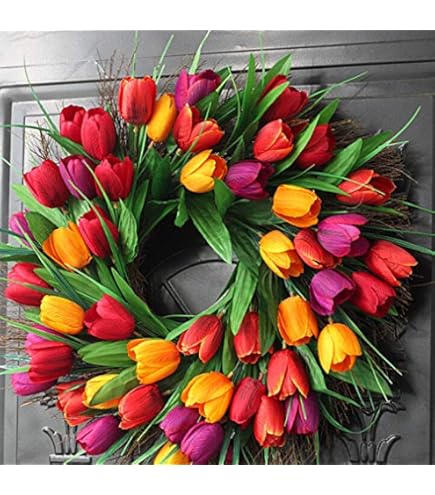 Lente Zomer Krans Kunstmatige Deur Krans, Bloem Lente Krans For Voordeur Raam Muur Opknoping, Vier Seizoenen Krans Helderder For Binnen Buiten For Bruiloft Festival Huis Tuin Decor (Color : 3, Size
