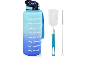 MOLEKSDAL 1.5 L Trinkflasche, BPA-freies Tritan-Material 1500 ml Große Sportwasserflasche mit Trinkhalm und Zeitmarkierung, das Beste Zubehör für Sport, Fitness, Laufen, Wandern - Spülmaschinenfest(Blauer Mix)