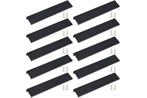 JNRFTY 10Pcs Mount Finger Edge Pull,Hidden Drawer Pulls,Aluminum Hidden Handle Concealed Tab Pulls for Home Kitchen Door Drawer Cabinet (Black,150mm Total Length)