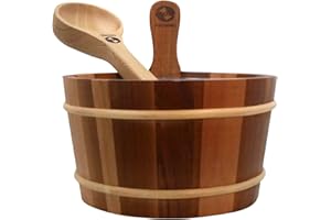 ‎SUDOREWELL SudoreWell® Saunakübel Red Cedar 4,0 l inkl. Einsatz plus Saunakelle aus Kiefernholz