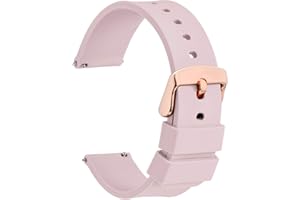 WOCCI Cinturino Silicone con Fibbia Oro Rosa, Sgancio Rapido, Cinturini per Orologio 14mm 16mm 18mm 20mm 22mm