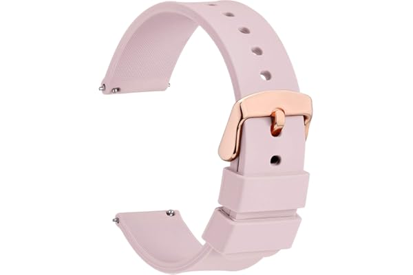 WOCCI Bracelets de Montres Silicone avec Boucle Dorée Rose, Libération Rapide, 14mm 16mm 18mm 20mm 22mm