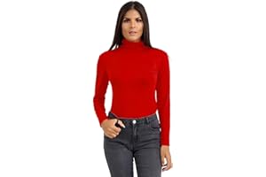 STAR FASHION Polo Neck Jumper Tops Long Sleeve Ladies Roll Turtle Neck Plain Knitted Pullover Sweatshirt for Women Stretch Lightweight Sweater Top UK Size 8 to 24