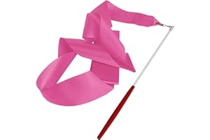 LILLYVALE 4M Dance Gym Ribbon Rhythmic Art Gymnastic Streamer Baton Twirling Rod UK (Pink)